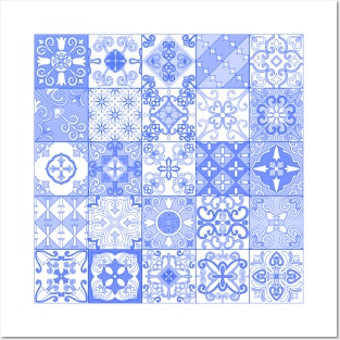 All Blue Tile Pattern Posters and Art